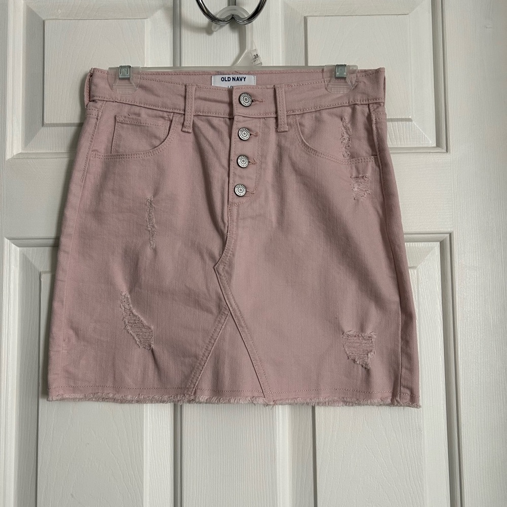 Old Navy Pink Ripped Denim Skirt
